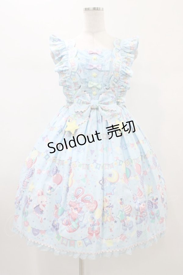 画像1: Angelic Pretty / Happy Garlandジャンパースカート Free サックス H-26-01-05-1053-AP-OP-NS-ZH (1)