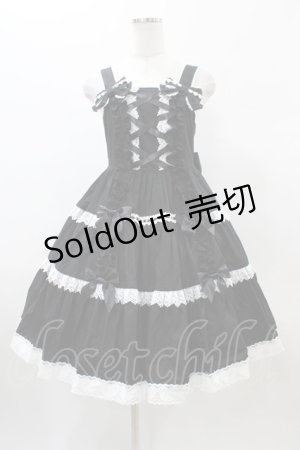 画像: Angelic Pretty / 肩リボンジャンパースカート Free ブラック H-26-01-05-1058-AP-OP-NS-ZH