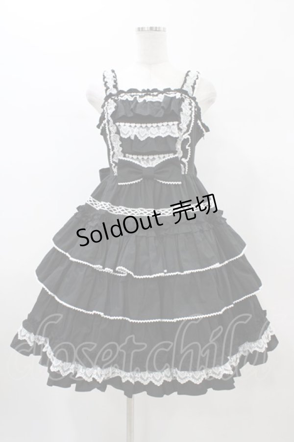 画像1: Angelic Pretty / Prettyフリルジャンパースカート Free ブラック H-26-01-05-1059-AP-OP-NS-ZH (1)