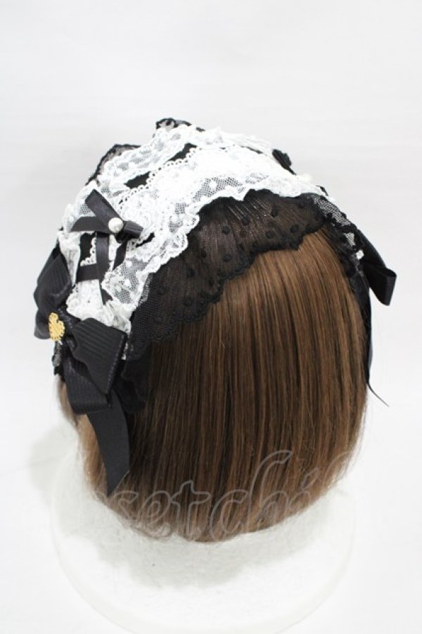 画像2: Angelic Pretty / レースハートチャームバラレースヘッドドレス  ブラック H-26-01-05-1022-AP-AC-NS-ZH (2)