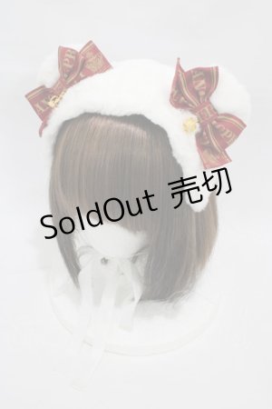 画像: Angelic Pretty / Crownロゴリボンくま耳ヘッドドレス  オフ/レッド H-26-01-05-1024-AP-AC-NS-ZH