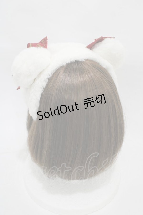 画像2: Angelic Pretty / Crownロゴリボンくま耳ヘッドドレス  オフ/レッド H-26-01-05-1024-AP-AC-NS-ZH (2)