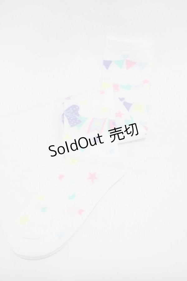 画像1: Angelic Pretty / Happy Garlandオーバーニー  シロ H-26-01-05-1036-AP-ZA-NS-ZH (1)