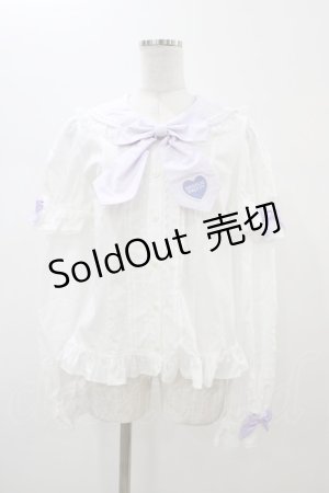 画像: Angelic Pretty / Fancyスクール付け袖ブラウス Free シロ/ラベンダー H-26-01-05-1040-AP-BL-NS-ZH