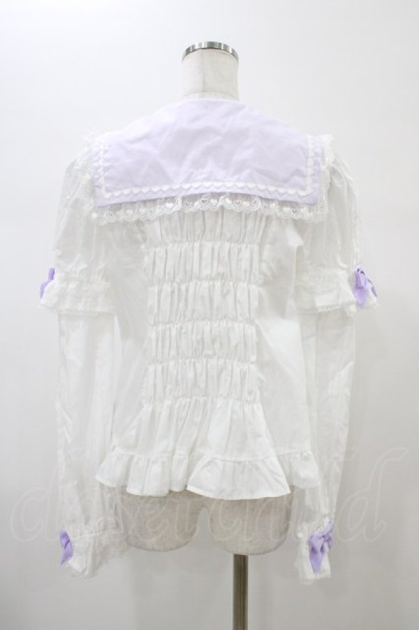画像2: Angelic Pretty / Fancyスクール付け袖ブラウス Free シロ/ラベンダー H-26-01-05-1040-AP-BL-NS-ZH (2)
