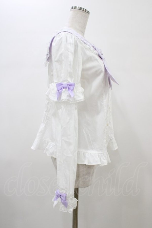 画像3: Angelic Pretty / Fancyスクール付け袖ブラウス Free シロ/ラベンダー H-26-01-05-1040-AP-BL-NS-ZH (3)