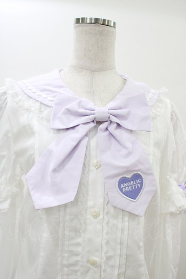 画像4: Angelic Pretty / Fancyスクール付け袖ブラウス Free シロ/ラベンダー H-26-01-05-1040-AP-BL-NS-ZH (4)