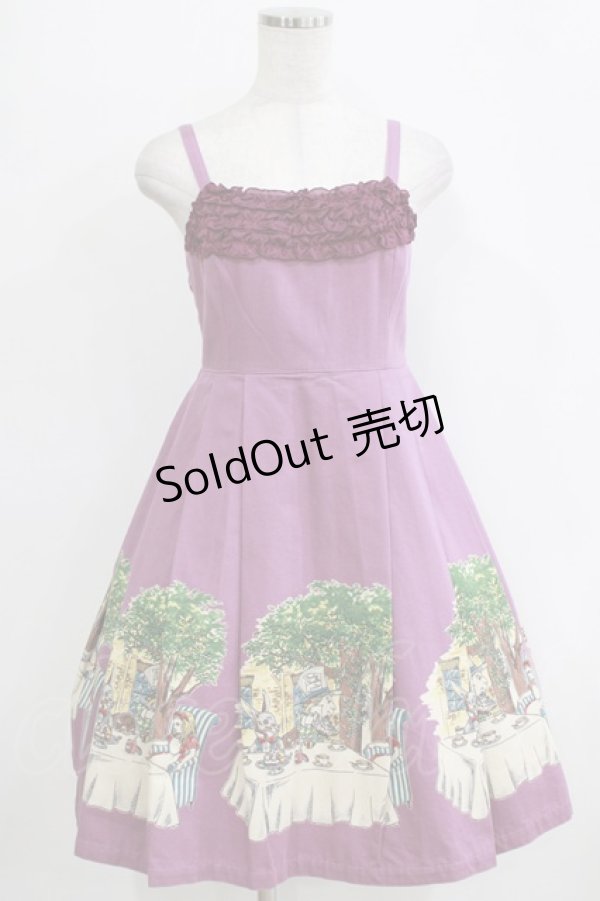 画像1: Emily Temple cute / アリスのティーパーティーフリルノースリーブワンピース  パープル H-26-01-06-001-ET-OP-KB-ZH (1)