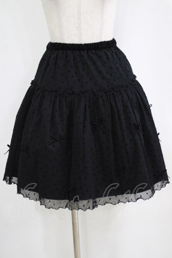画像1: Emily Temple cute / ドットフロッキーリボンスカート  ブラック H-26-01-06-023-ET-SK-KB-ZH (1)