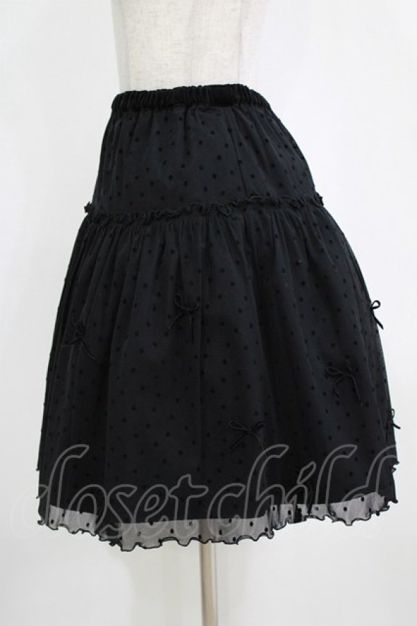 画像2: Emily Temple cute / ドットフロッキーリボンスカート  ブラック H-26-01-06-023-ET-SK-KB-ZH (2)