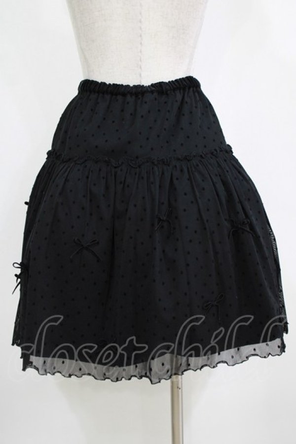 画像3: Emily Temple cute / ドットフロッキーリボンスカート  ブラック H-26-01-06-023-ET-SK-KB-ZH (3)