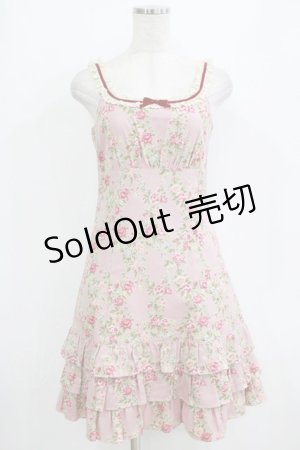画像: Emily Temple cute / ブーケ裾フリルノースリーブワンピース  ピンク H-26-01-06-025-ET-OP-KB-ZH