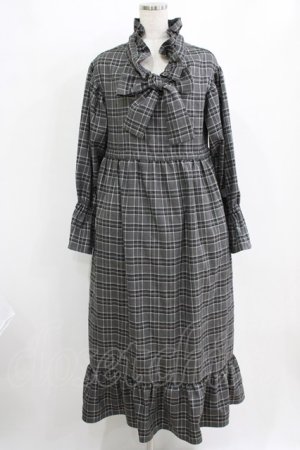 画像: merry jenny / チェックブラウジングリボンワンピース  グレー H-26-01-06-027-LO-OP-KB-ZH