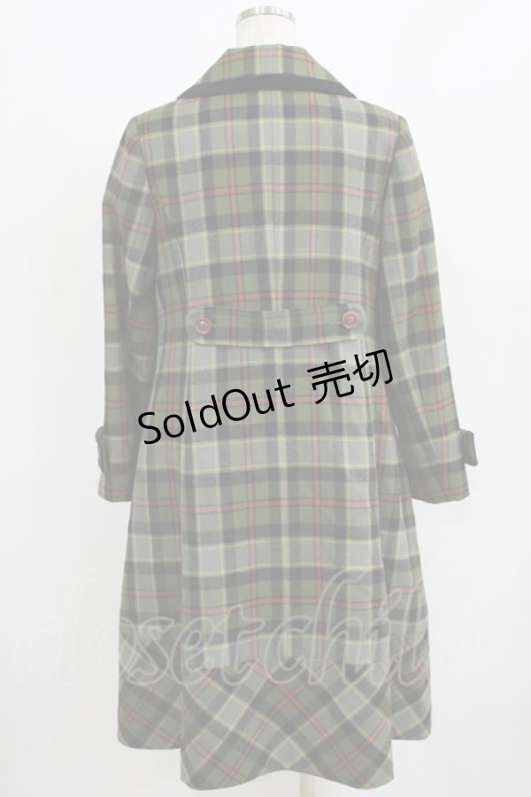 画像3: Jane Marple / ウールタータンのダブルボタンコート  グリーン H-26-01-06-031-JM-CO-KB-ZH (3)