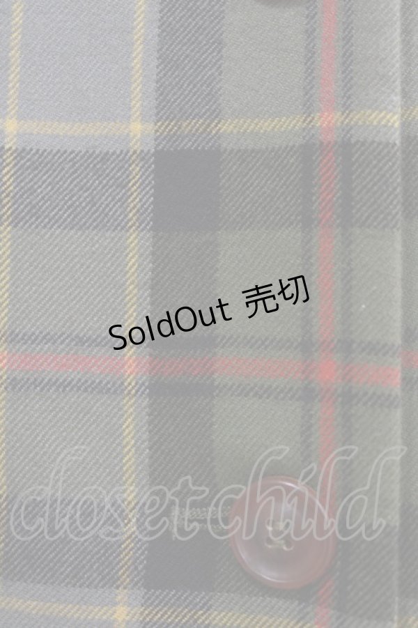 画像4: Jane Marple / ウールタータンのダブルボタンコート  グリーン H-26-01-06-031-JM-CO-KB-ZH (4)