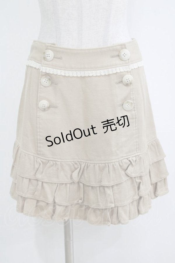 画像1: Emily Temple cute / 裾フリルダブルボタンスカート  ベージュ H-26-01-06-032-ET-SK-KB-ZH (1)