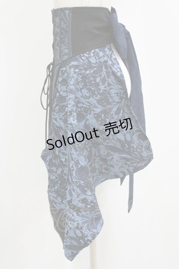 画像2: Qutie Frash / 帯風ロングオーバーコルセット  黒×青 H-26-01-06-033-QU-SK-KB-ZH (2)