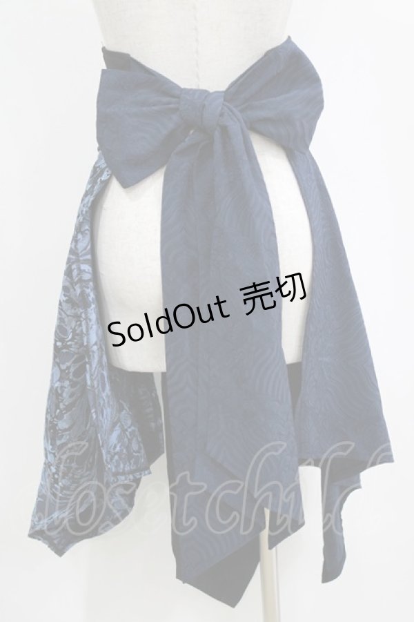 画像3: Qutie Frash / 帯風ロングオーバーコルセット  黒×青 H-26-01-06-033-QU-SK-KB-ZH (3)