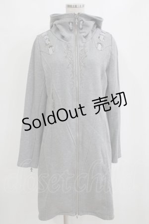 画像: Ozz conte / 刺繍ロングパーカー  グレー H-26-01-06-043-OO-TO-KB-ZH
