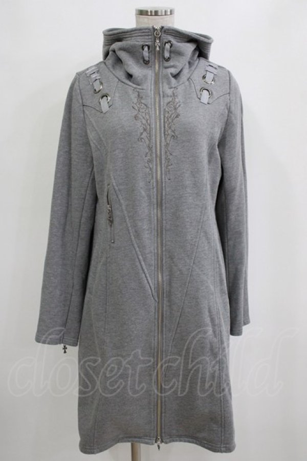 画像1: Ozz conte / 刺繍ロングパーカー  グレー H-26-01-06-043-OO-TO-KB-ZH (1)