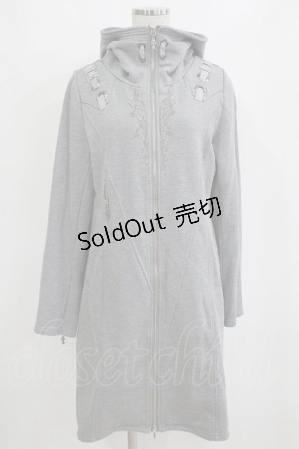 画像1: Ozz conte / 刺繍ロングパーカー  グレー H-26-01-06-043-OO-TO-KB-ZH (1)