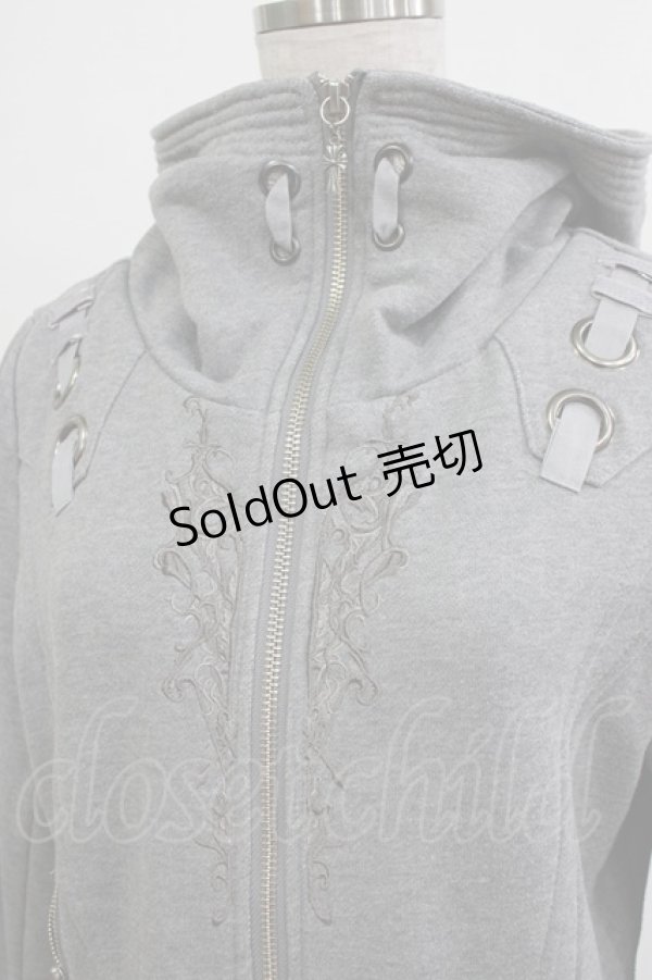 画像4: Ozz conte / 刺繍ロングパーカー  グレー H-26-01-06-043-OO-TO-KB-ZH (4)