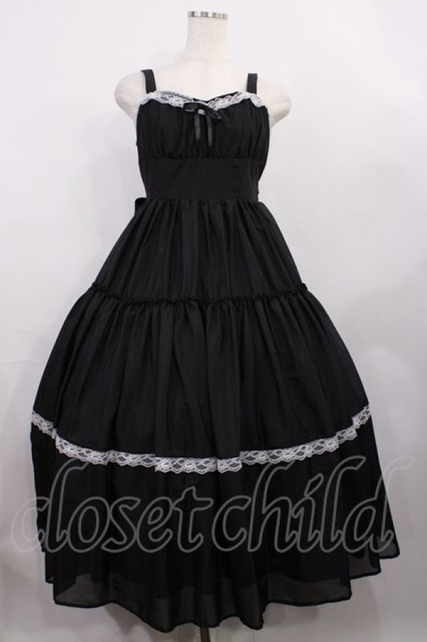 画像1: Lovely Tency / 眞白ありすコラボ/ティアードジャンパースカート M ブラック H-26-01-06-1001-LO-OP-NS-ZH (1)