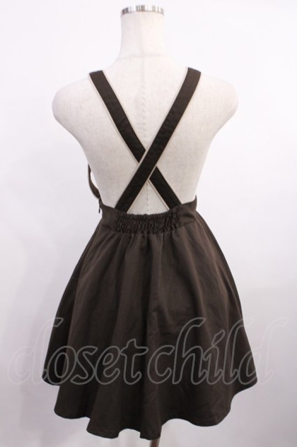 画像2: Fi.n.t / サスペンダー刺繍スカート Free ブラウン H-26-01-06-1022-CA-SK-NS-ZH (2)