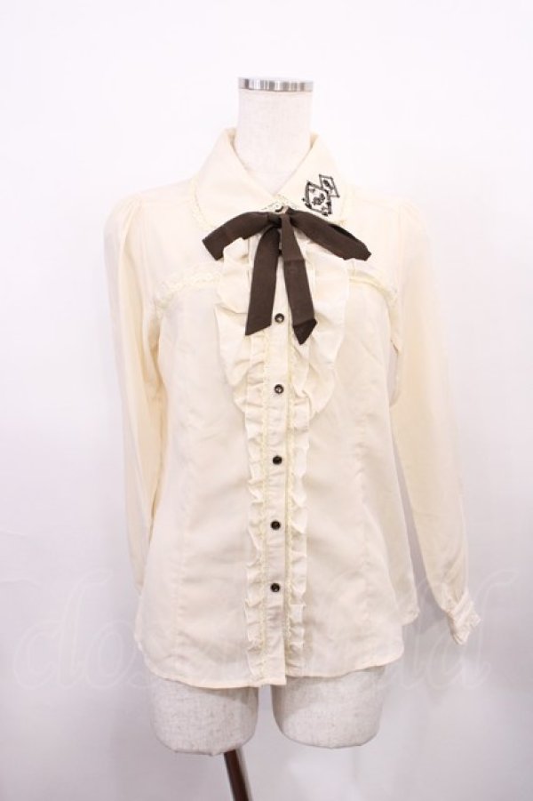 画像1: axes femme / ローズトランプ刺繍ブラウス M 生成り H-26-01-06-1028-AX-BL-NS-ZH (1)