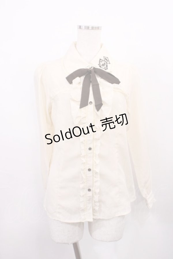 画像1: axes femme / ローズトランプ刺繍ブラウス M 生成り H-26-01-06-1028-AX-BL-NS-ZH (1)