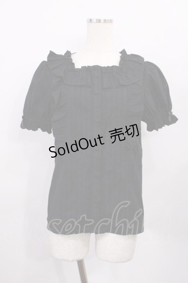 画像1: axes femme kawaii / ドット柄コットン風ブラウス M ブラック H-26-01-06-1030-AX-BL-NS-ZH (1)