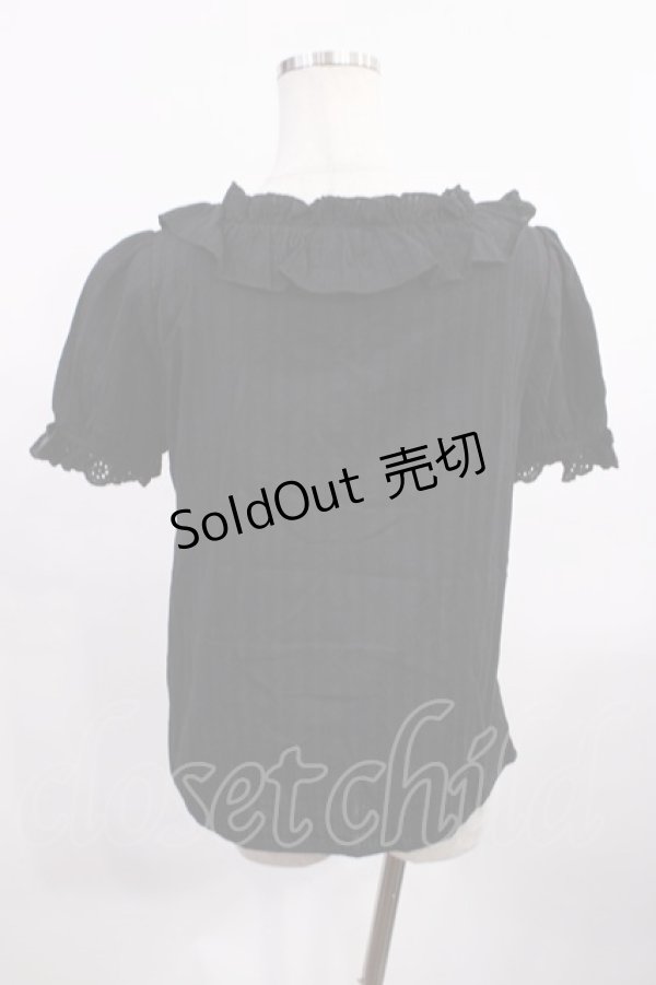 画像2: axes femme kawaii / ドット柄コットン風ブラウス M ブラック H-26-01-06-1030-AX-BL-NS-ZH (2)