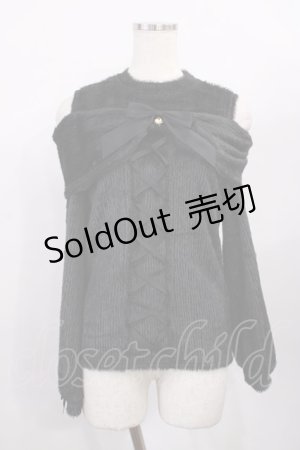 画像: Amavel / オープンショルダーリボンニットトップス Free ブラック H-26-01-06-1033-CA-TO-NS-ZH