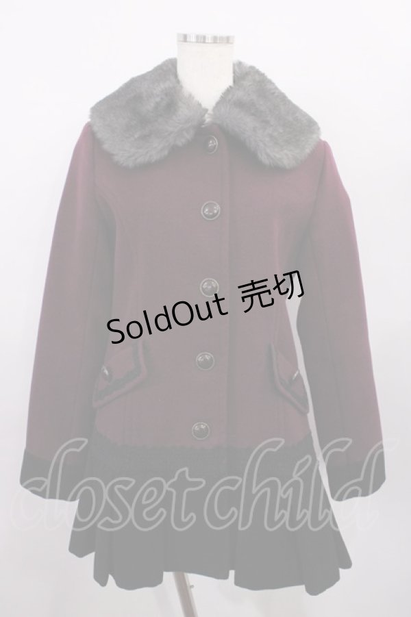 画像1: axes femme / プリーツデザインコート M ワイン H-26-01-06-1038-AX-CO-NS-ZH (1)