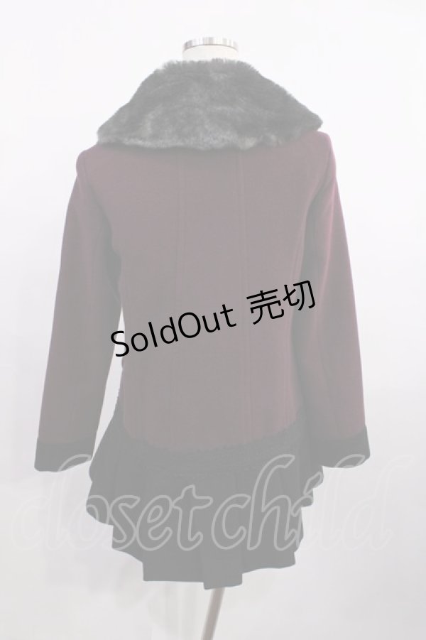 画像2: axes femme / プリーツデザインコート M ワイン H-26-01-06-1038-AX-CO-NS-ZH (2)