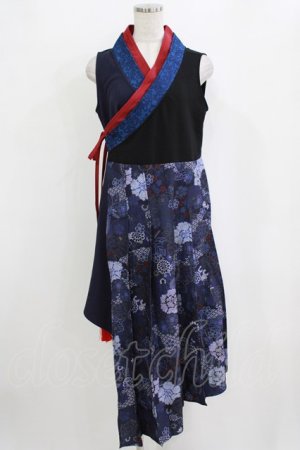 画像: Qutie Frash / 着物プリーツチュニック  ネイビー H-26-01-06-048-QU-TO-KB-ZH