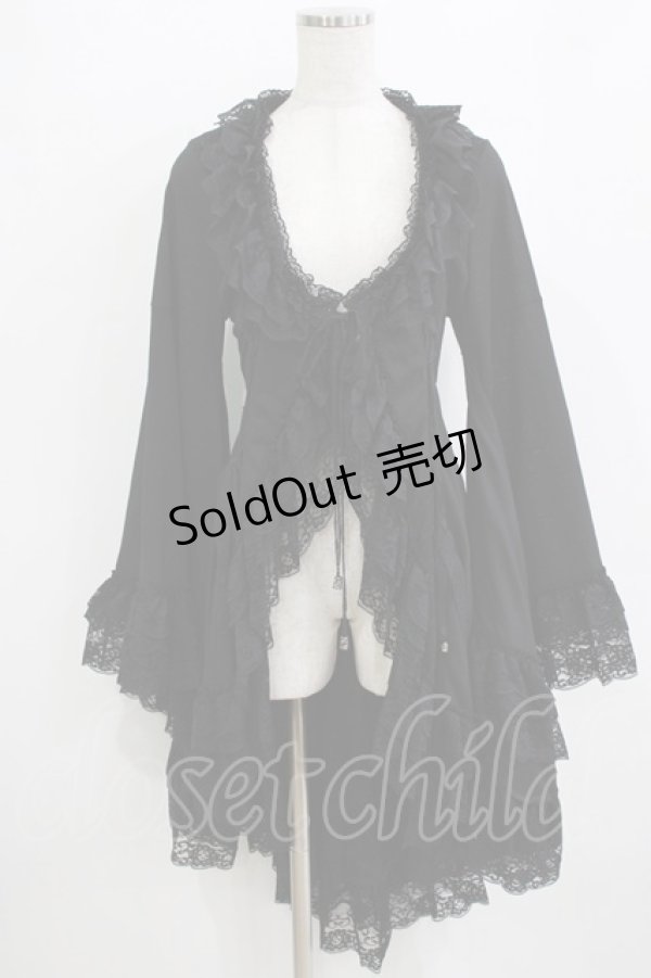 画像1: Qutie Frash / 着物レースカーディガン  ブラック H-26-01-06-049-QU-TO-KB-ZH (1)