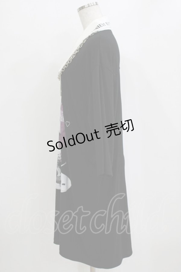 画像2: SEX POT ReVeNGe / チェーンチャーム付カットソーワンピース  黒 H-26-01-06-050-SP-OP-KB-ZH (2)