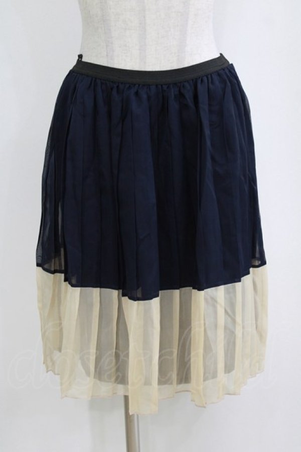 画像1: MARBLE / 配色ペチコート  ネイビー×アイボリー H-26-01-06-053-GO-SK-KB-ZH (1)