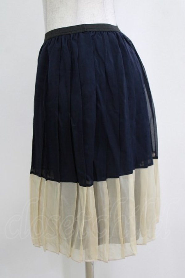 画像2: MARBLE / 配色ペチコート  ネイビー×アイボリー H-26-01-06-053-GO-SK-KB-ZH (2)
