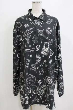 画像: REFLEM / オカルト総柄シャツ  モノクロ H-26-01-06-056-PU-BL-KB-ZH