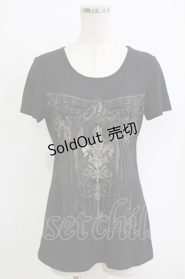 画像1: Ozz Croce / 刺繍プリント半袖カットソー  黒 H-26-01-06-061-OO-TO-KB-ZH (1)