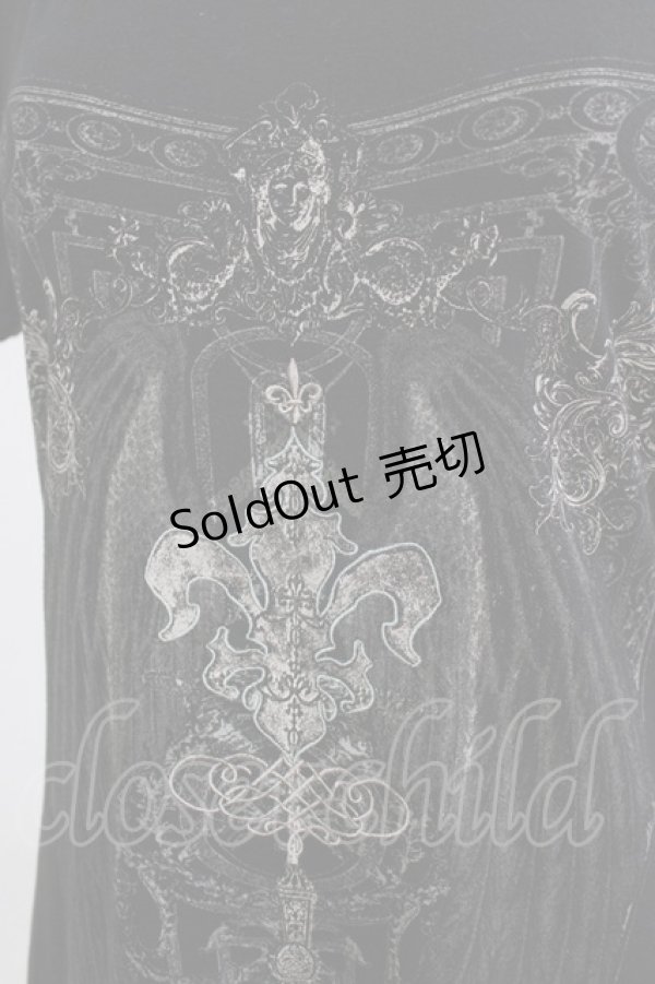 画像4: Ozz Croce / 刺繍プリント半袖カットソー  黒 H-26-01-06-061-OO-TO-KB-ZH (4)