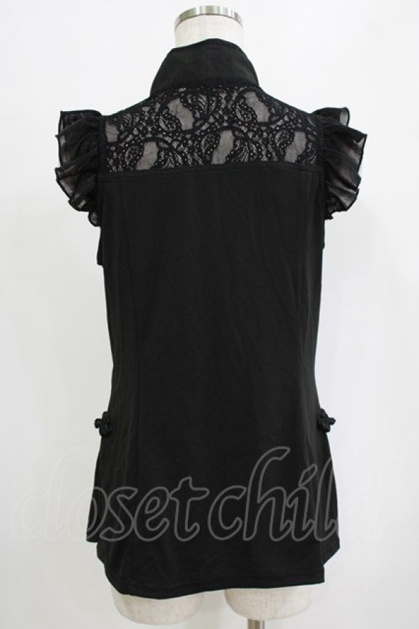 画像3: Qutie Frash / チャイナスリットタンク  ブラック×ブラック H-26-01-06-064-QU-TO-KB-ZT0108H (3)