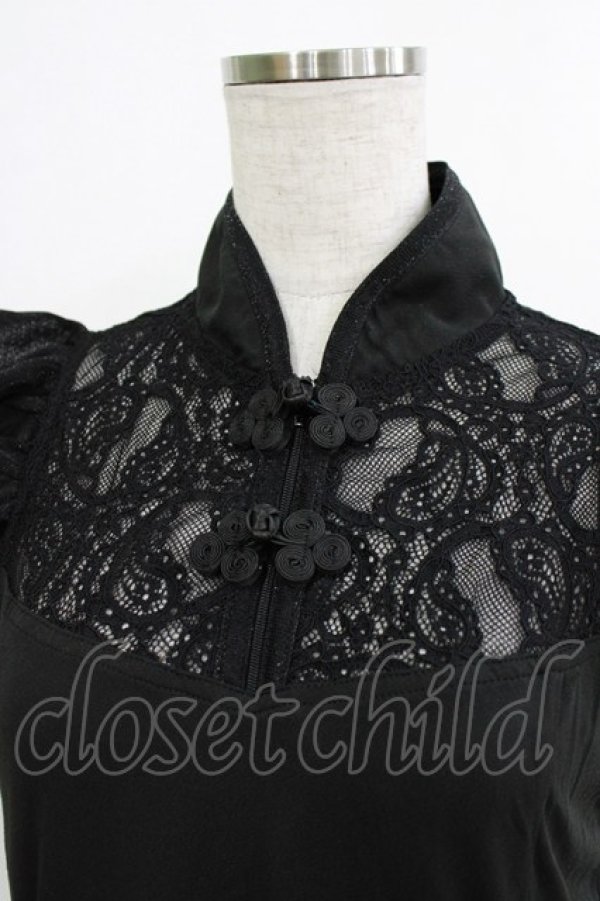 画像4: Qutie Frash / チャイナスリットタンク  ブラック×ブラック H-26-01-06-064-QU-TO-KB-ZT0108H (4)