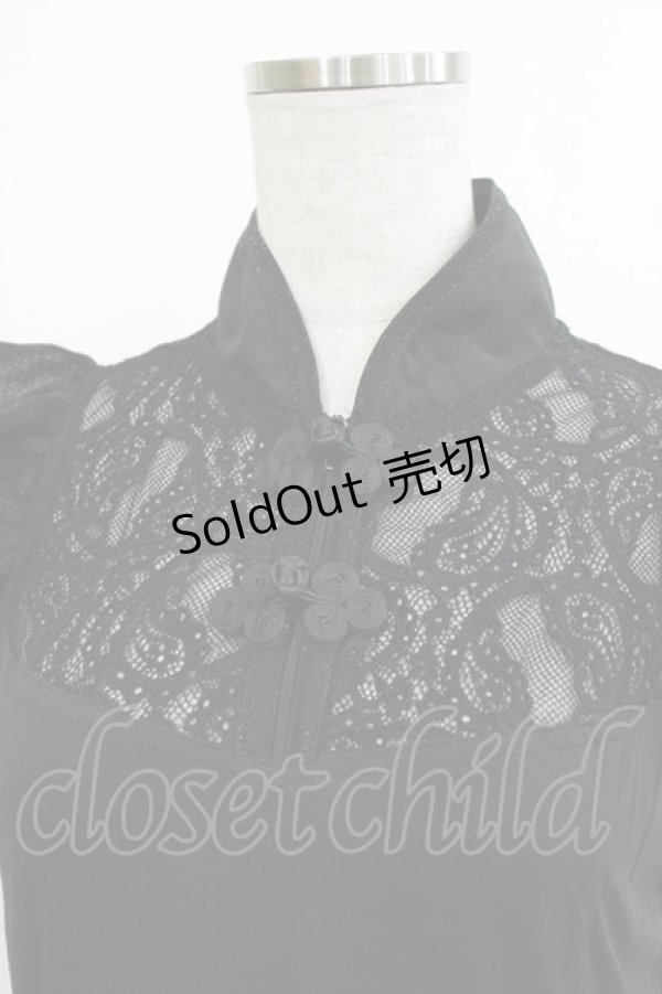 画像4: Qutie Frash / チャイナスリットタンク  ブラック×ブラック H-26-01-06-064-QU-TO-KB-ZT547 (4)