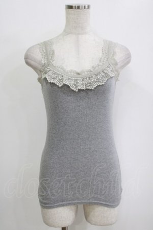 画像: Ozz oneste / レース付リブキャミソール  グレー H-26-01-06-066-OO-TO-KB-ZH