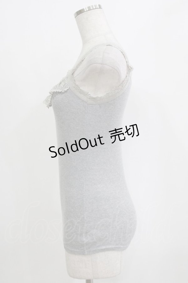 画像2: Ozz oneste / レース付リブキャミソール  グレー H-26-01-06-066-OO-TO-KB-ZT546 (2)