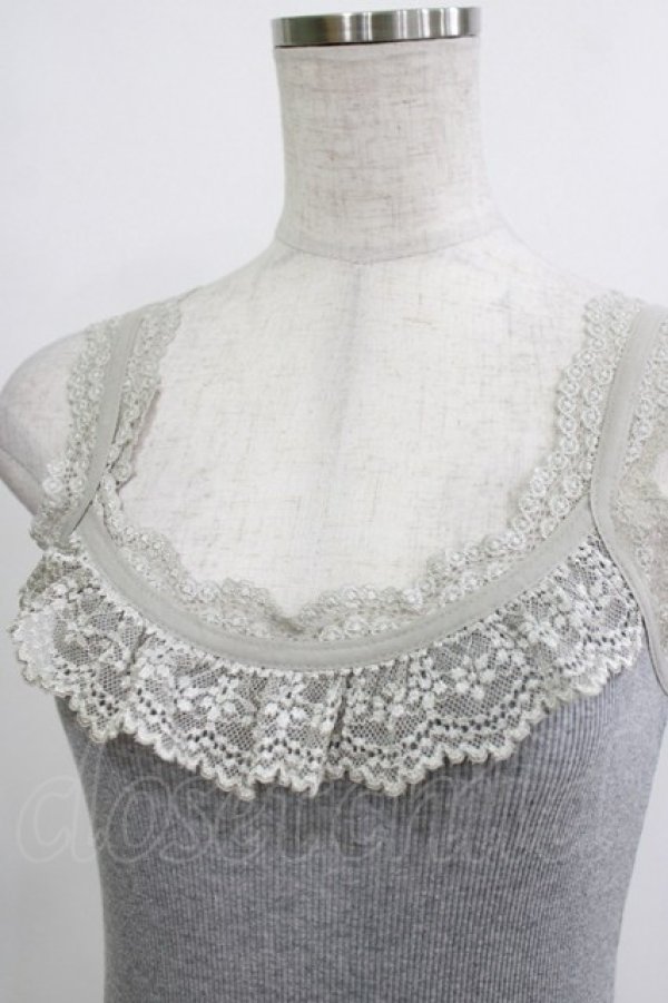 画像4: Ozz oneste / レース付リブキャミソール  グレー H-26-01-06-066-OO-TO-KB-ZT0108H (4)