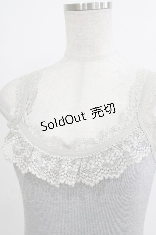画像4: Ozz oneste / レース付リブキャミソール  グレー H-26-01-06-066-OO-TO-KB-ZT546 (4)